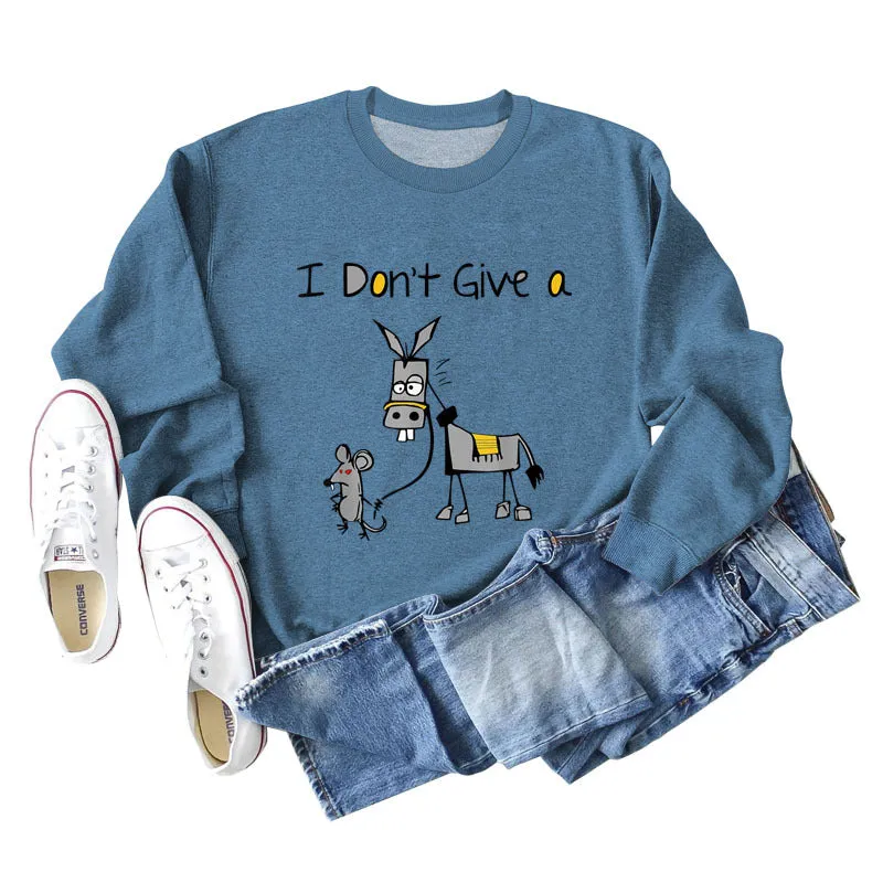 I Don't Give A Hamster Letter Print Autumn and Winter Bottomed Long Sleeve Round Neck Sweater