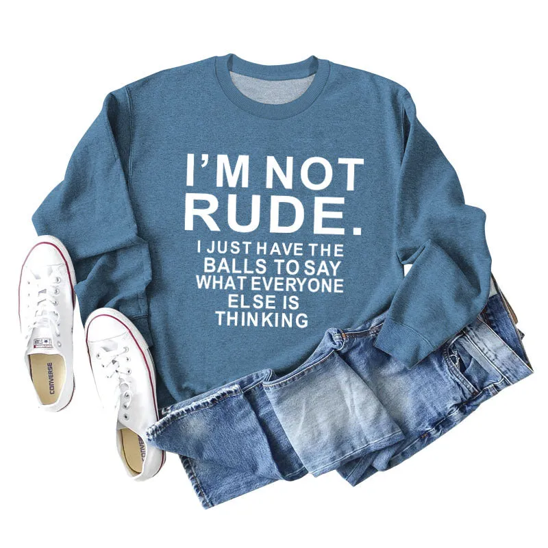 I'M NOT RUDE I Fashion Loose Women's Long Sleeve Plus Size Casual Sweater