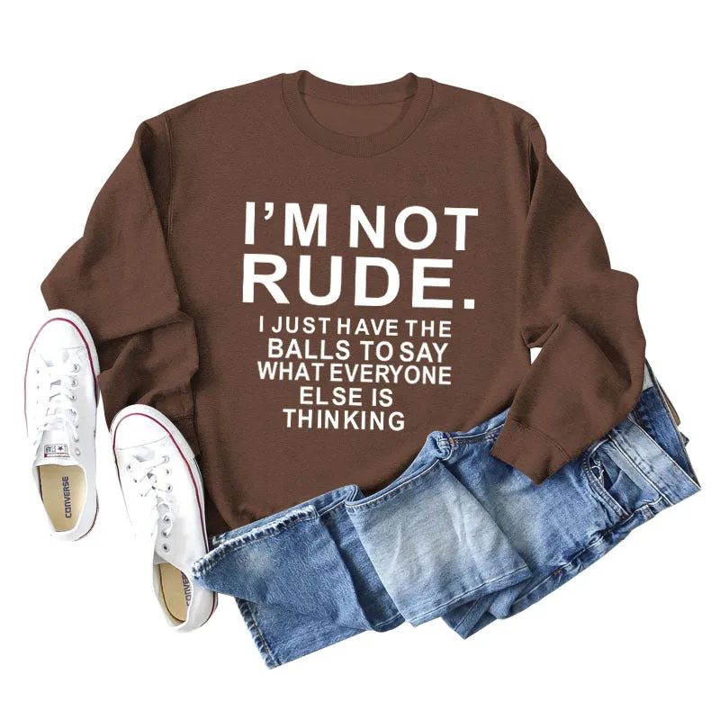 I'M NOT RUDE I Fashion Loose Women's Long Sleeve Plus Size Casual Sweater