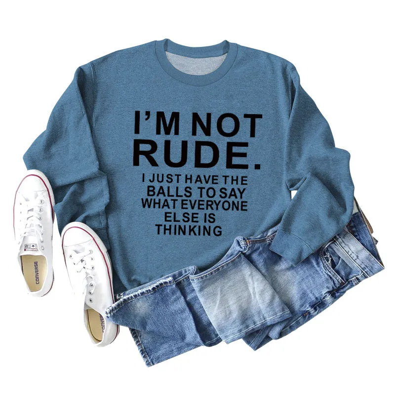 I'M NOT RUDE I Fashion Loose Women's Long Sleeve Plus Size Casual Sweater