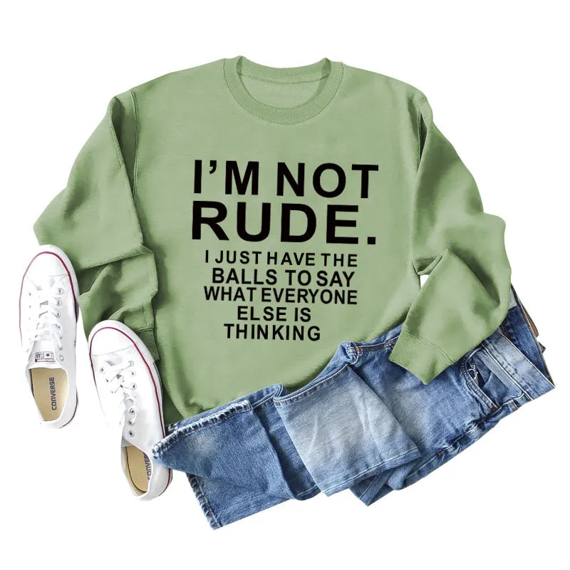 I'M NOT RUDE I Fashion Loose Women's Long Sleeve Plus Size Casual Sweater