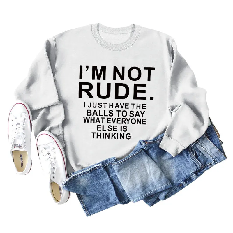 I'M NOT RUDE I Fashion Loose Women's Long Sleeve Plus Size Casual Sweater