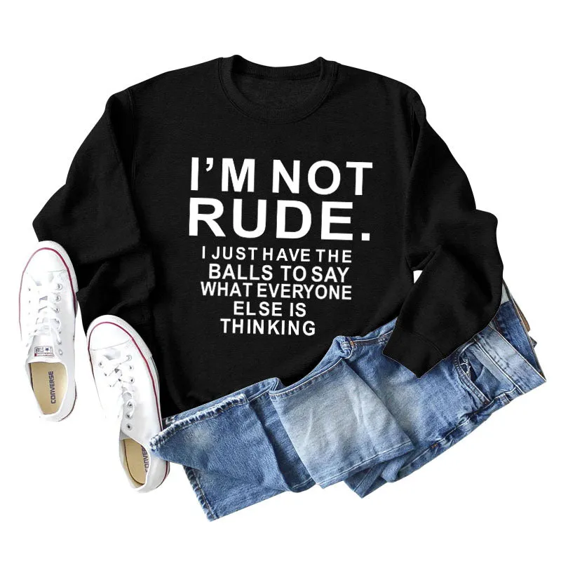 I'M NOT RUDE I Fashion Loose Women's Long Sleeve Plus Size Casual Sweater