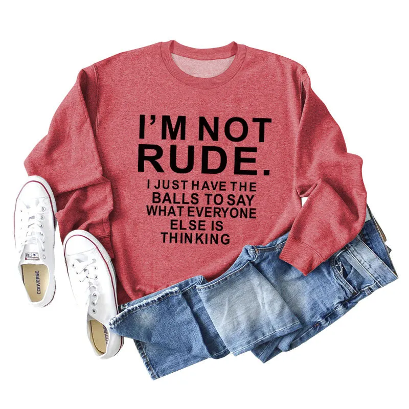 I'M NOT RUDE I Fashion Loose Women's Long Sleeve Plus Size Casual Sweater