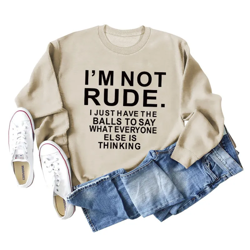 I'M NOT RUDE I Fashion Loose Women's Long Sleeve Plus Size Casual Sweater