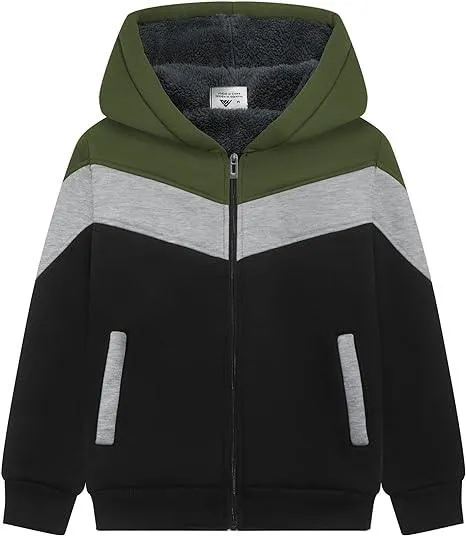 Kid's 6-15 Years Fleece Zip Up with Two Pocket Hoodie-ZPK005858