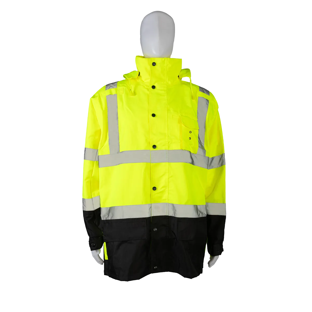 LBPJ3IN1-C3 ANSI Class 3 High-Vis Lime /Black Bottom Waterproof 3-in-1 Parka Jacket