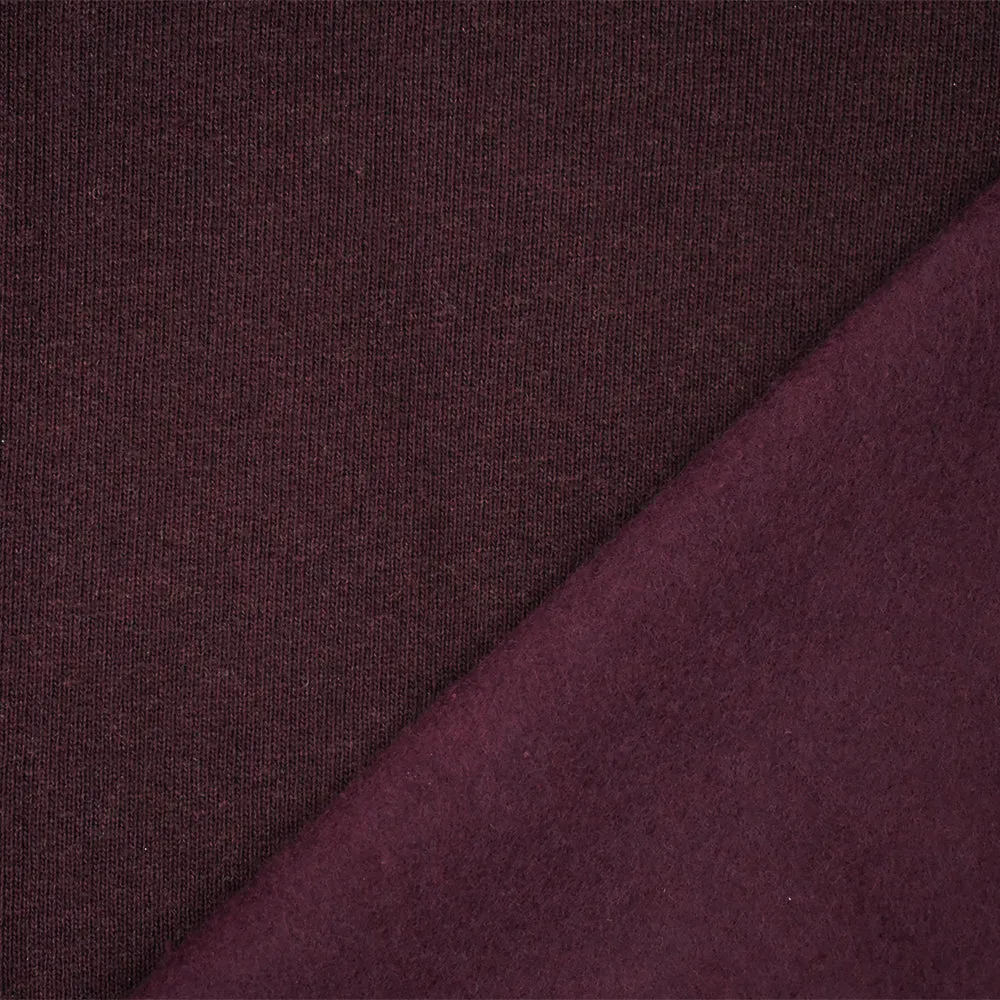 Maroon Red Cotton Wool Stretch Spandex Sweatshirt Fleece Knit Fabric