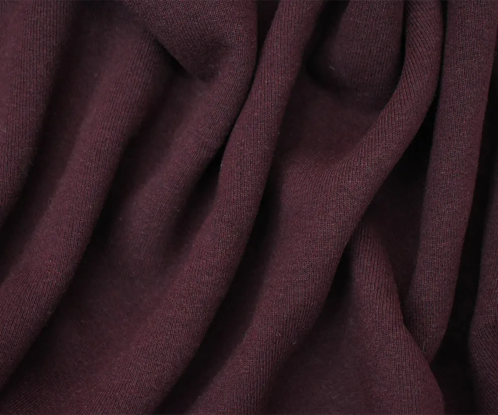 Maroon Red Cotton Wool Stretch Spandex Sweatshirt Fleece Knit Fabric