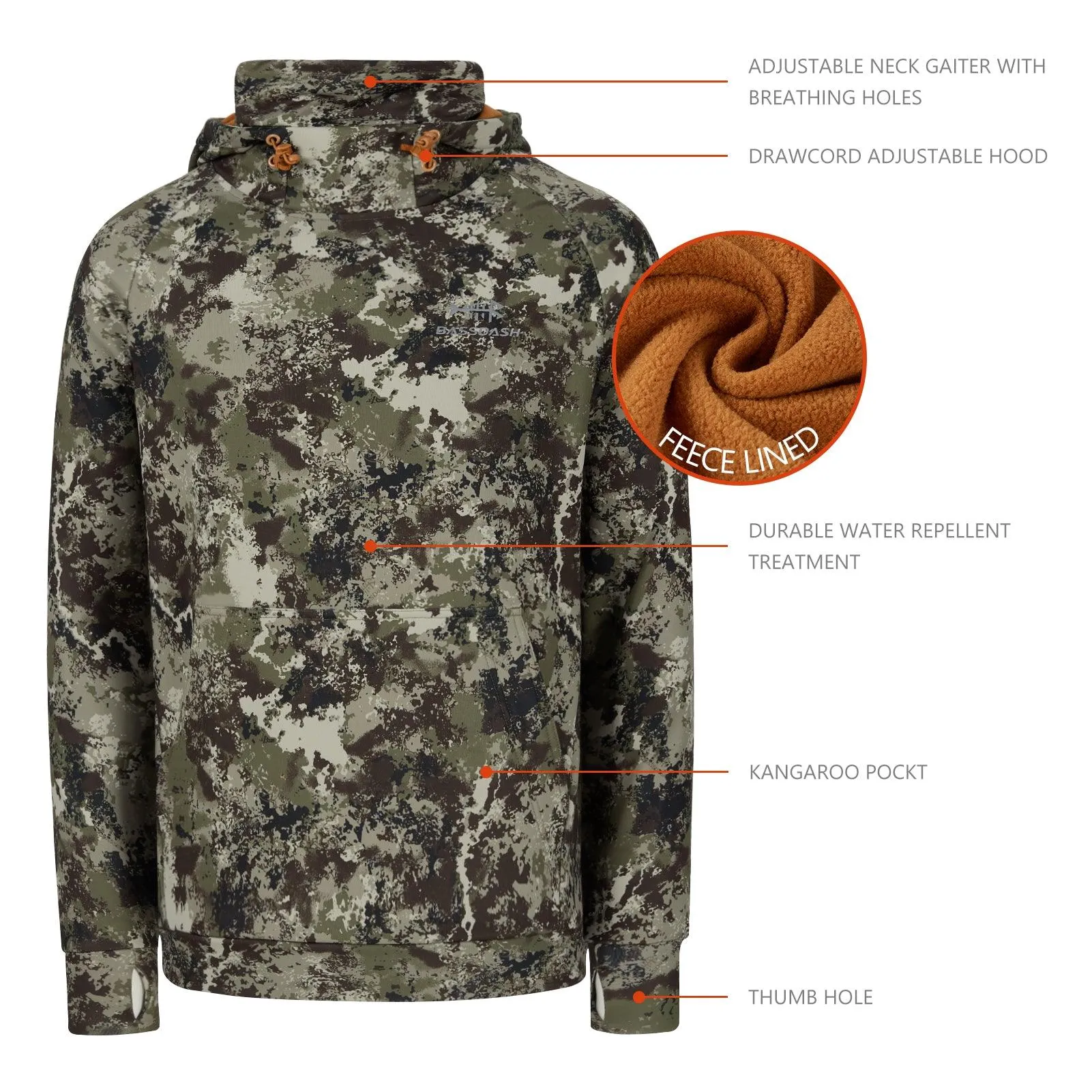 Men’s Fleece Hoodie with Neck Gaiter FS18M