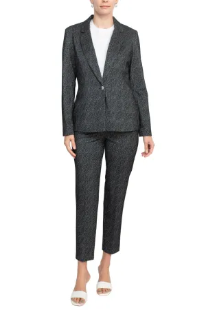 Nanette Nanette Lepore notched collar one button closure long sleeve lurex jacket with mid waist pant