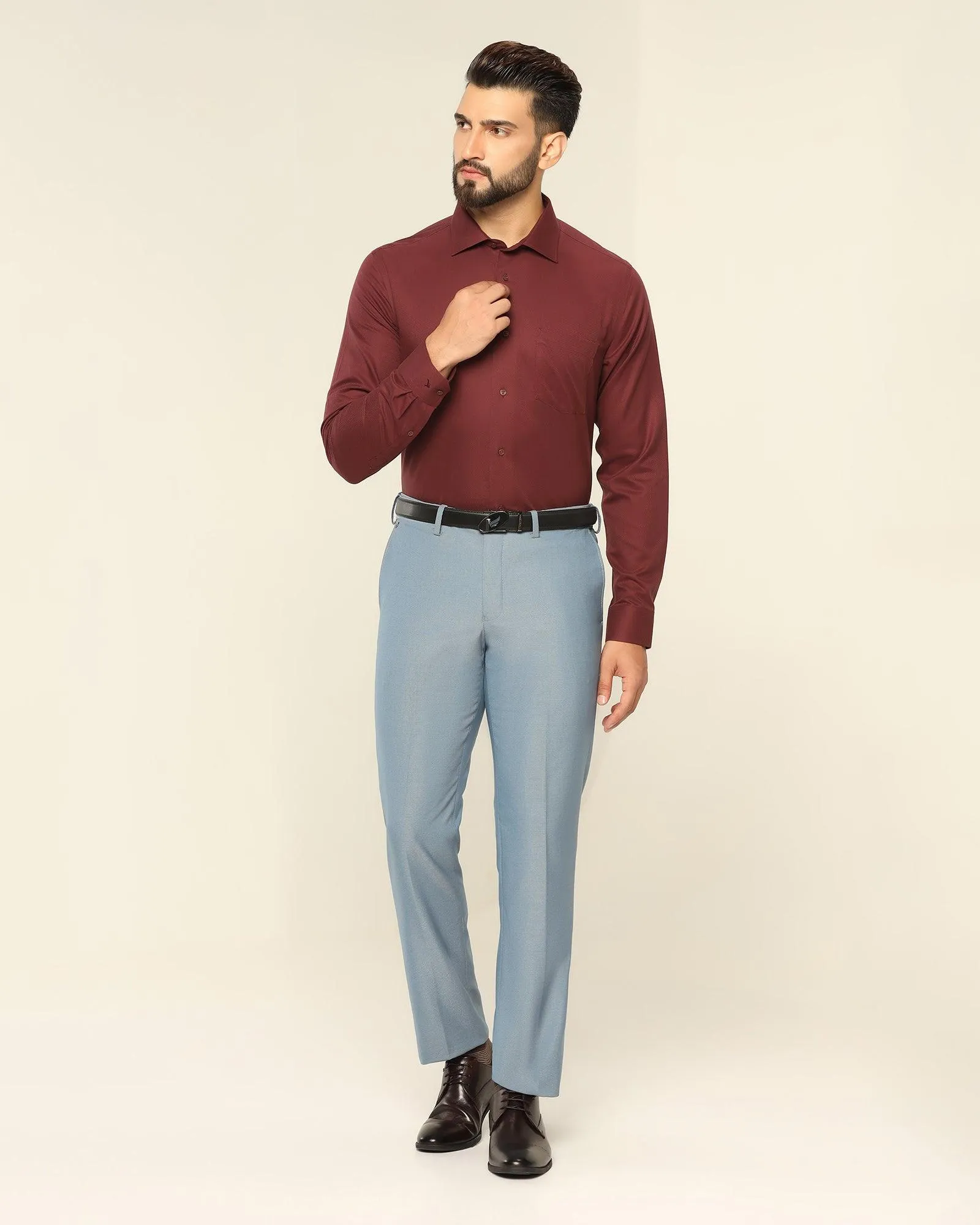 Non Iron Formal Red Textured Shirt - Dofon