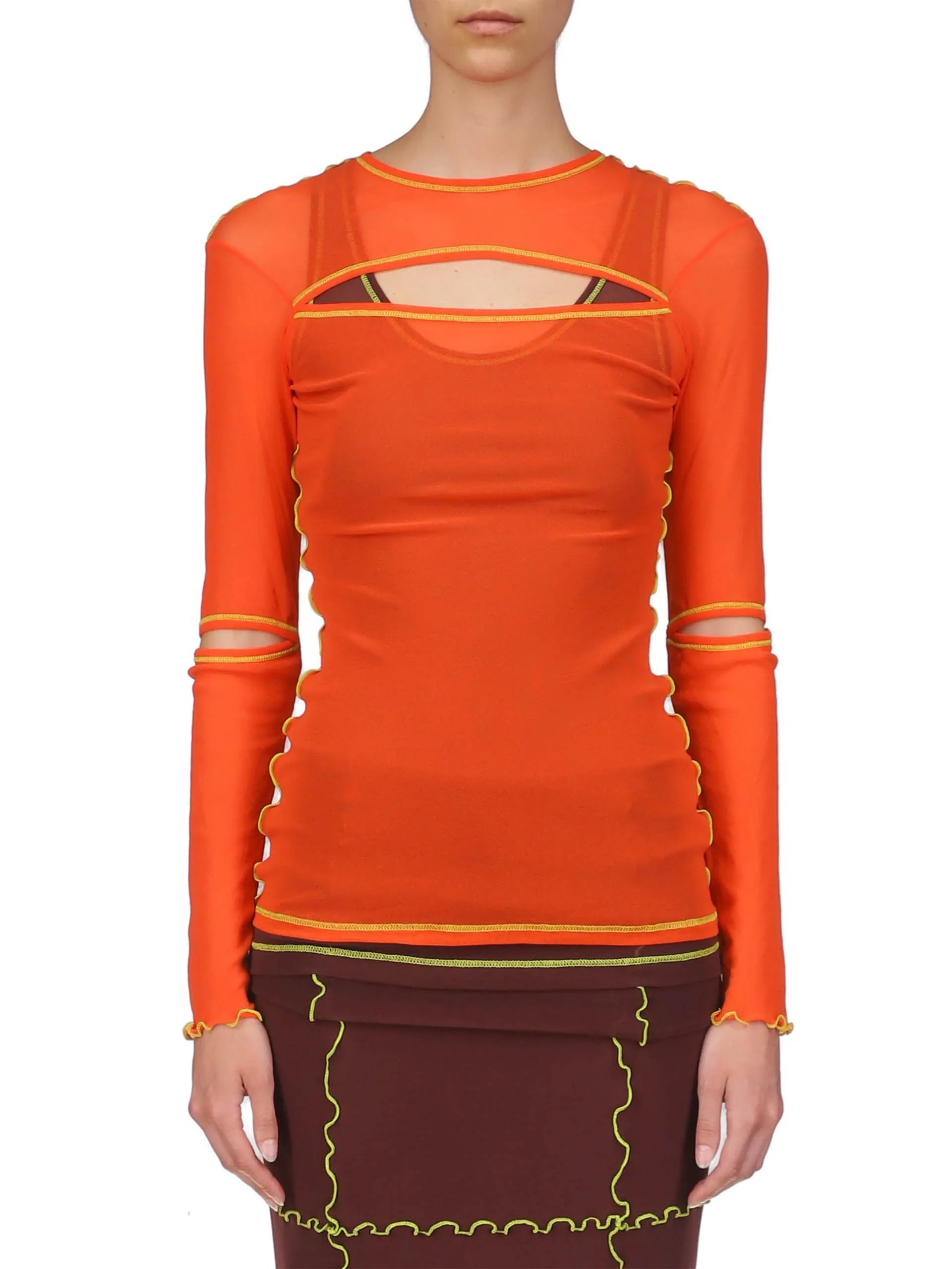 Orange layered long sleeve top