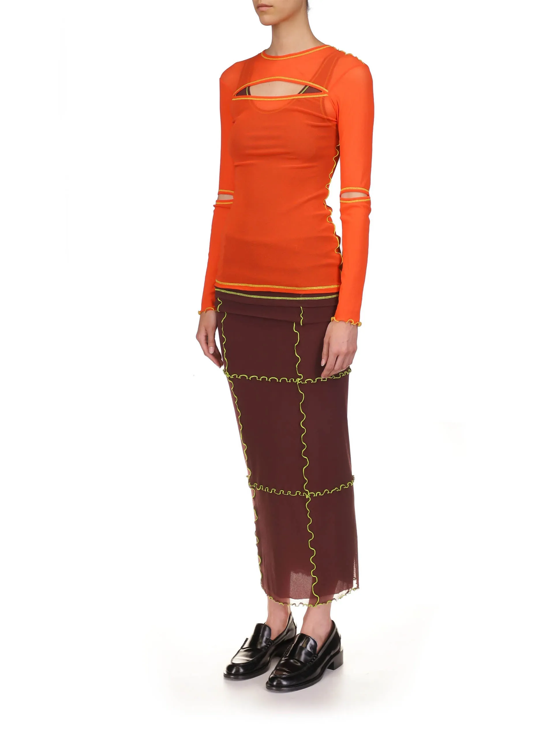 Orange layered long sleeve top