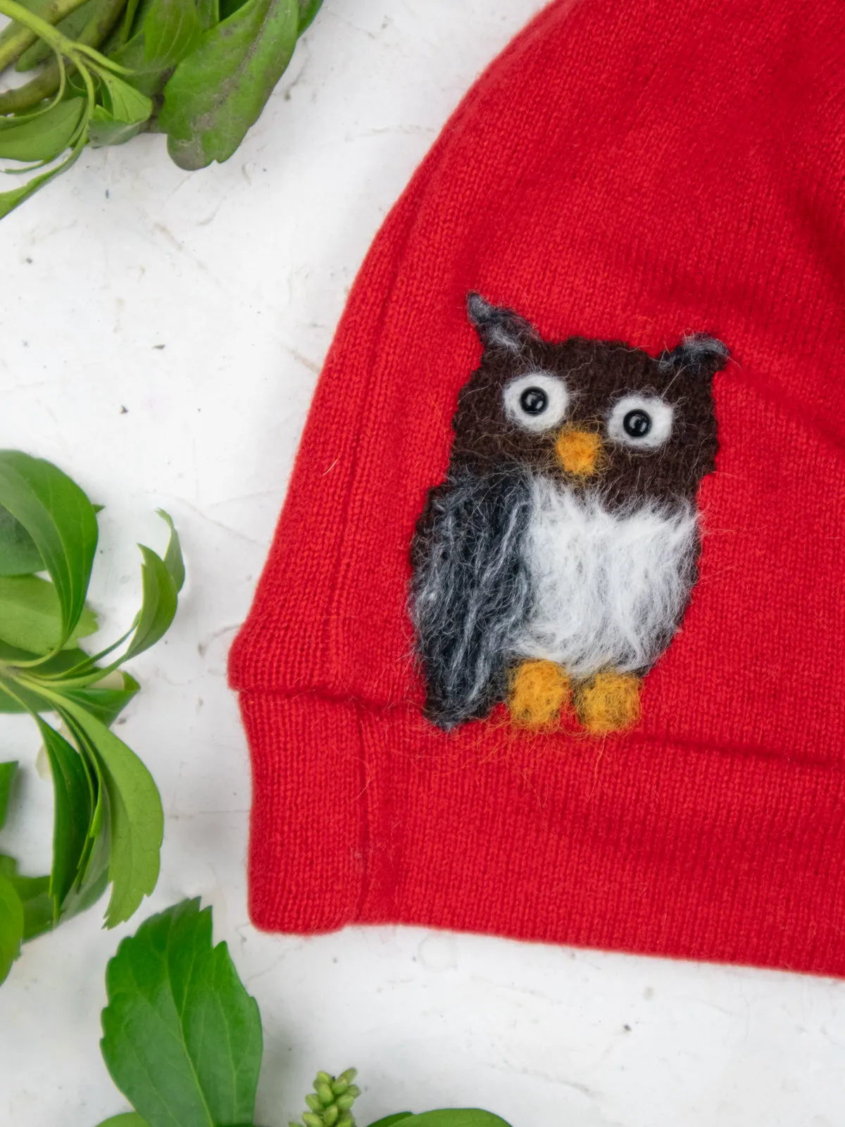 Owl Cashmere Hat - Adult/Big Kid