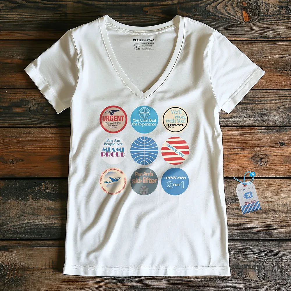 Pan Am Circles Badge - Women's V-Neck T-Shirt