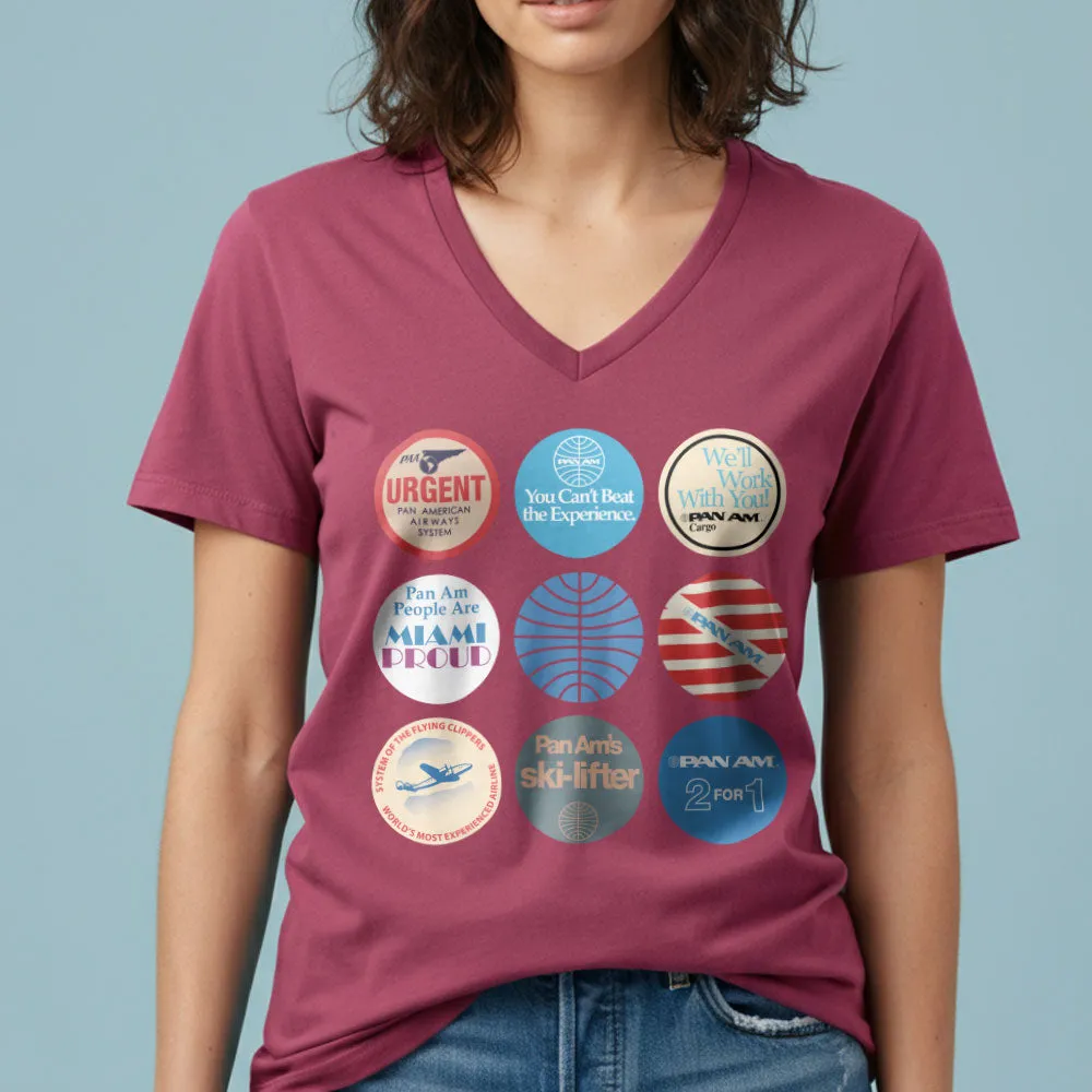 Pan Am Circles Badge - Women's V-Neck T-Shirt