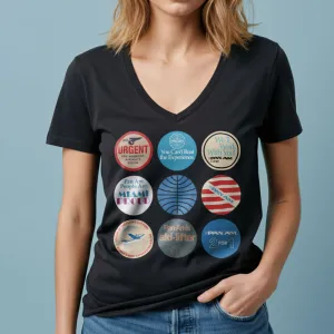 Pan Am Circles Badge - Women's V-Neck T-Shirt