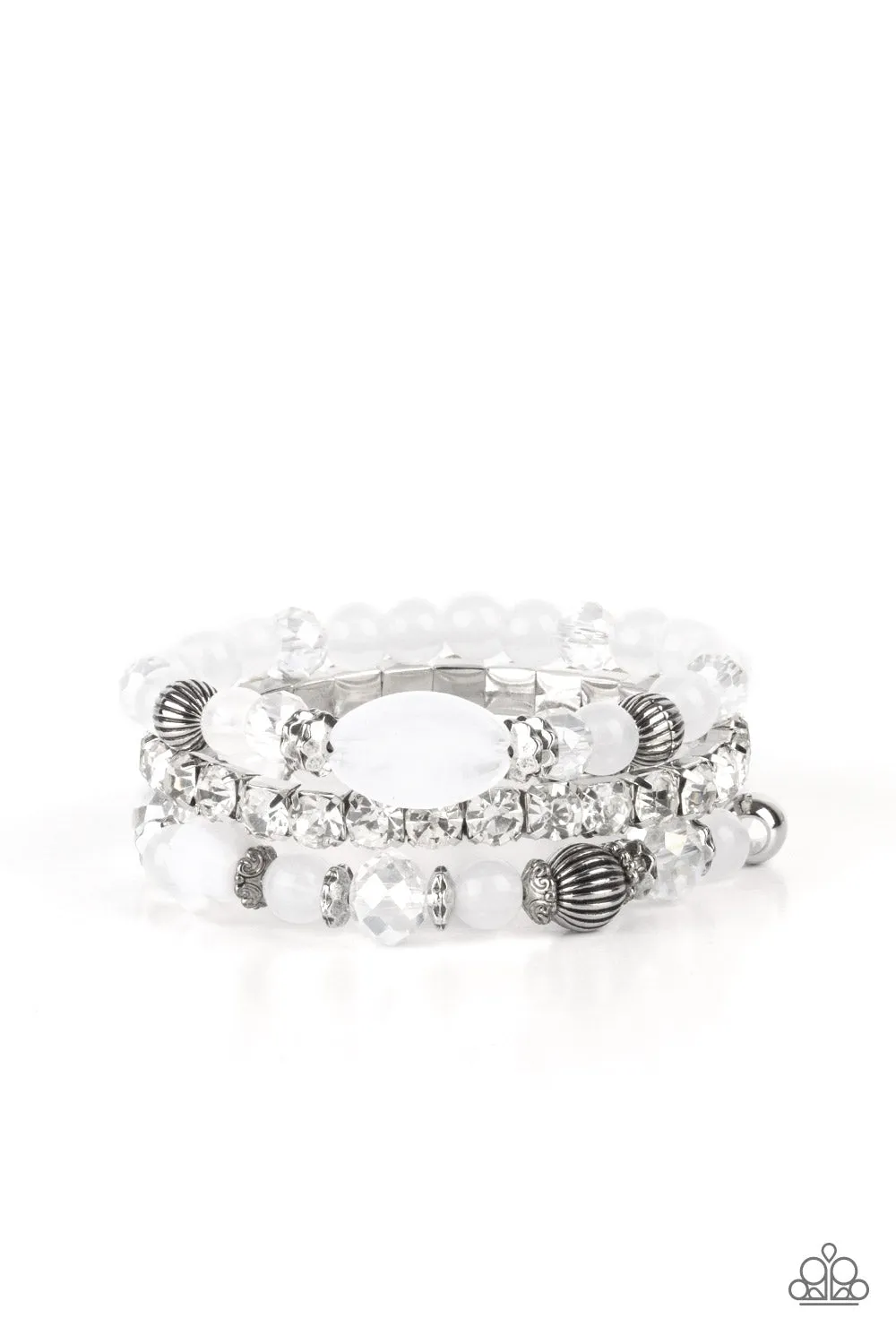 Paparazzi Ethereal Etiquette - White Bracelet