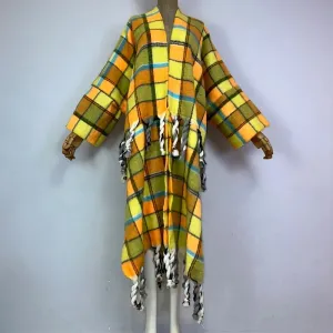 Plaid Cascade Wool Kimono