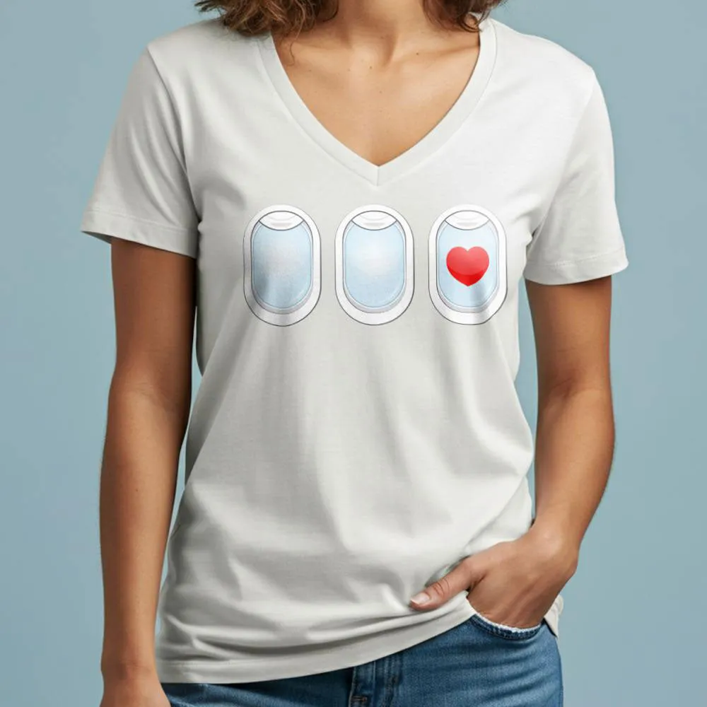 Plane Windows Heart - Women's V-Neck T-Shirt