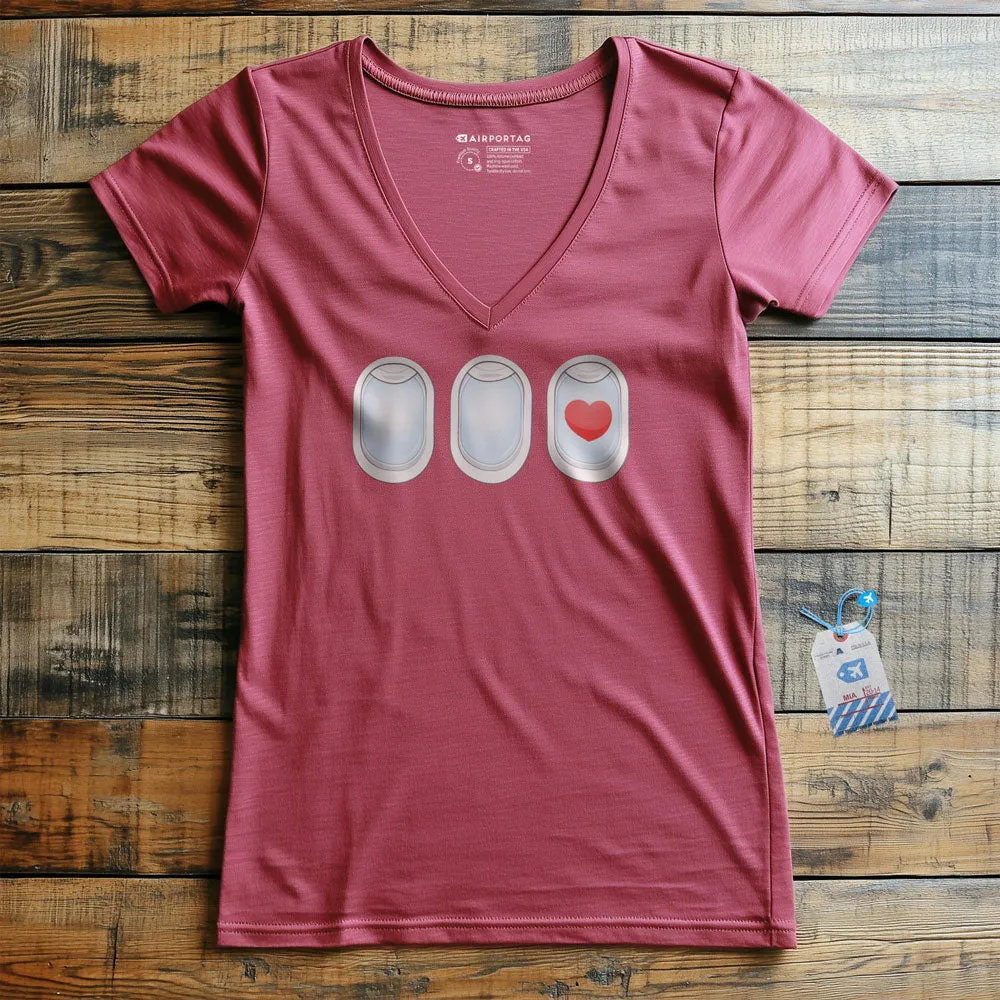 Plane Windows Heart - Women's V-Neck T-Shirt