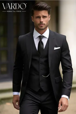 Premium Formal Black Three Piece Suit for Men - Tailored Suit - The Rising Sun store, Vardo