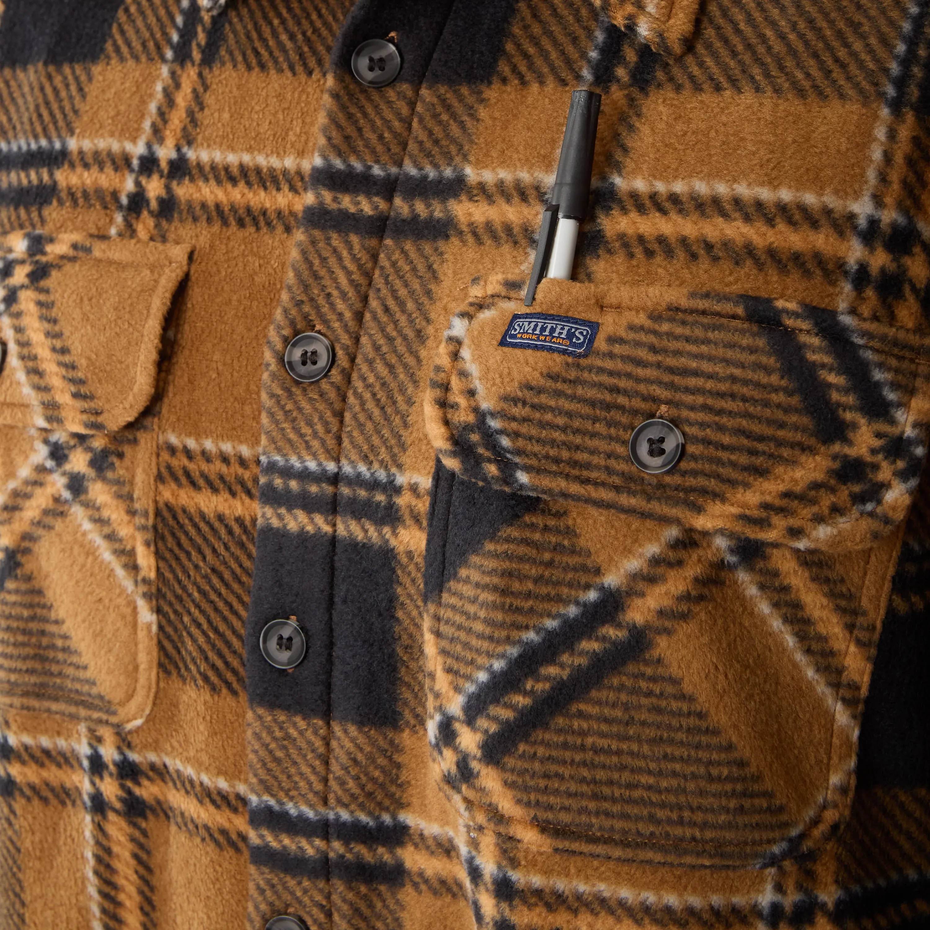 PRINTED PLAID MICROFLEECE SHIRT