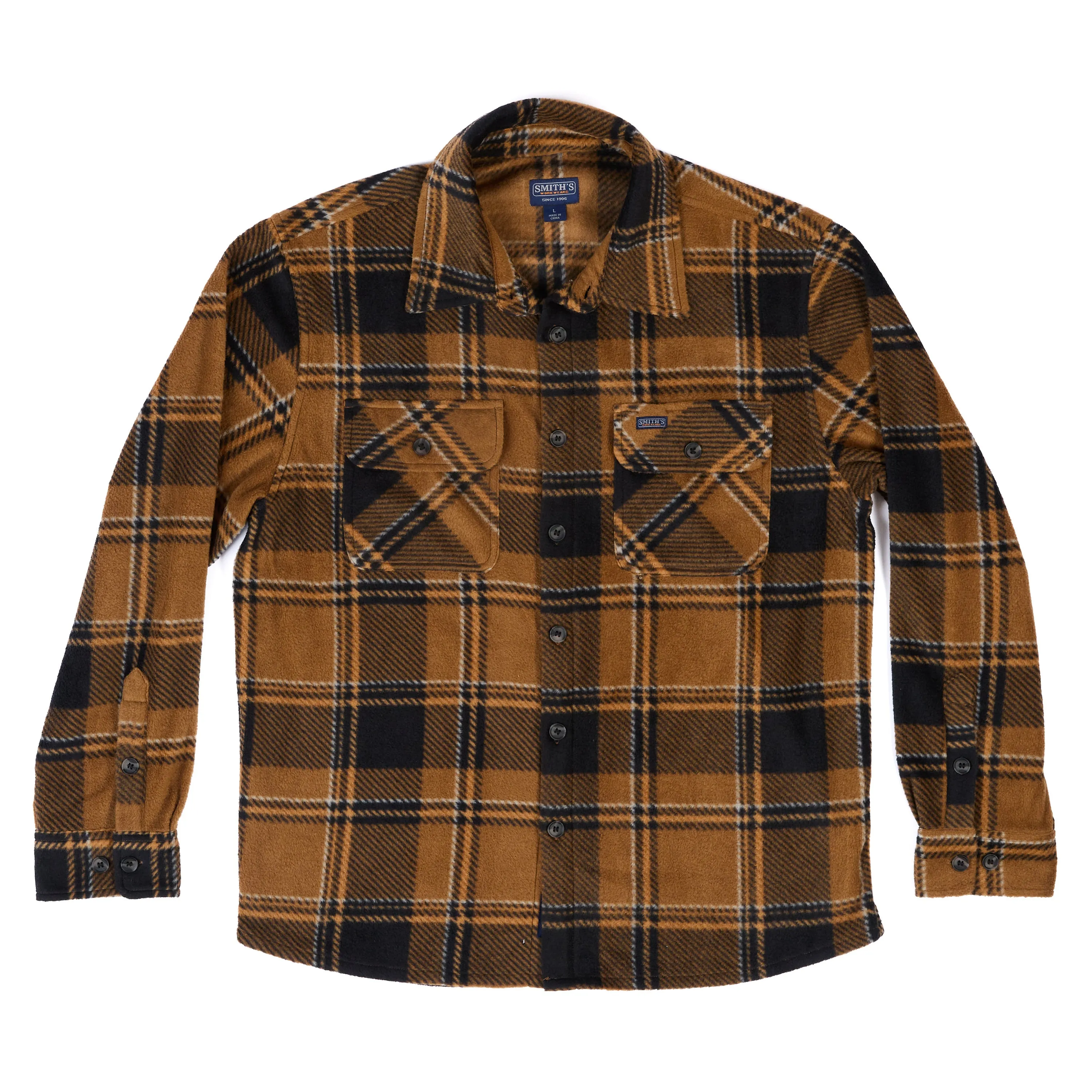 PRINTED PLAID MICROFLEECE SHIRT