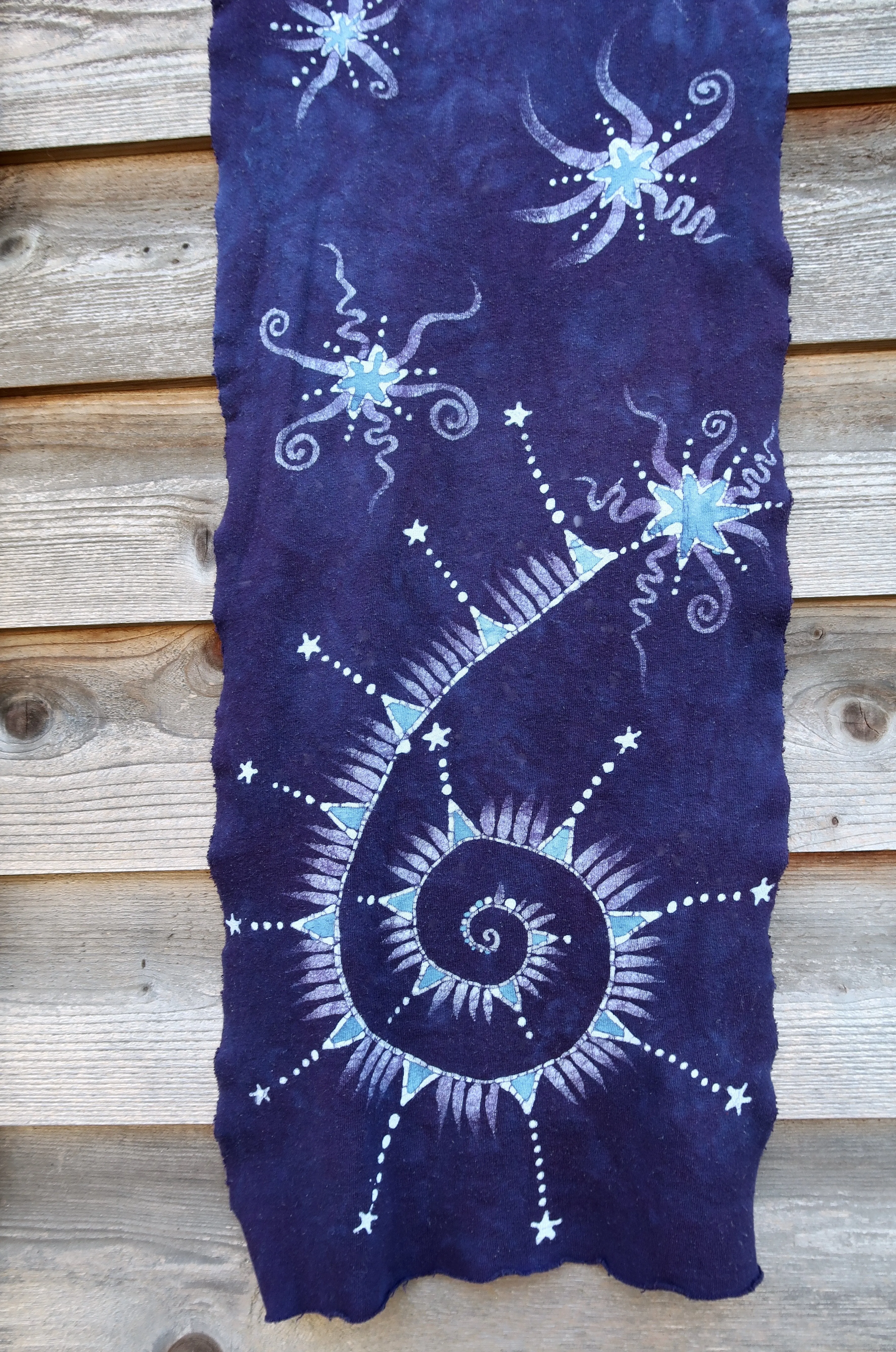 Purple Starseed Moongazer  - Hand Painted Organic Cotton Batik Scarf