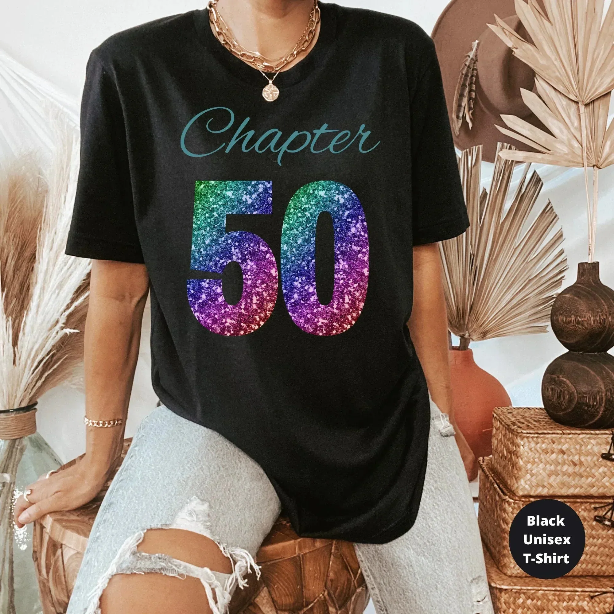 Rainbow Sparkly 50th Birthday Shirts, 50th Birthday Shirt - Celebrate Your Milestone in Style!