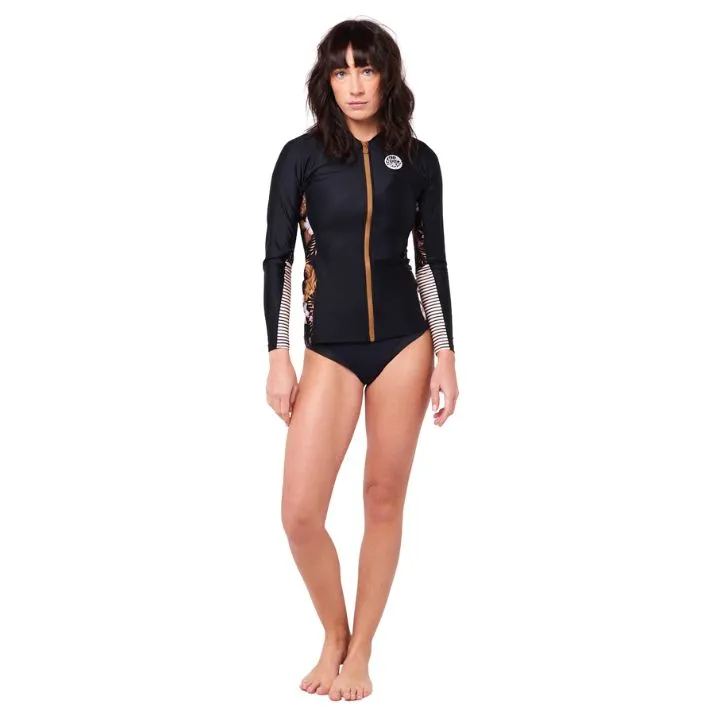 Rip Curl Womens Playabella Long Sleeved Zip Through Rash Vest