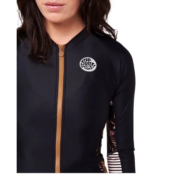 Rip Curl Womens Playabella Long Sleeved Zip Through Rash Vest