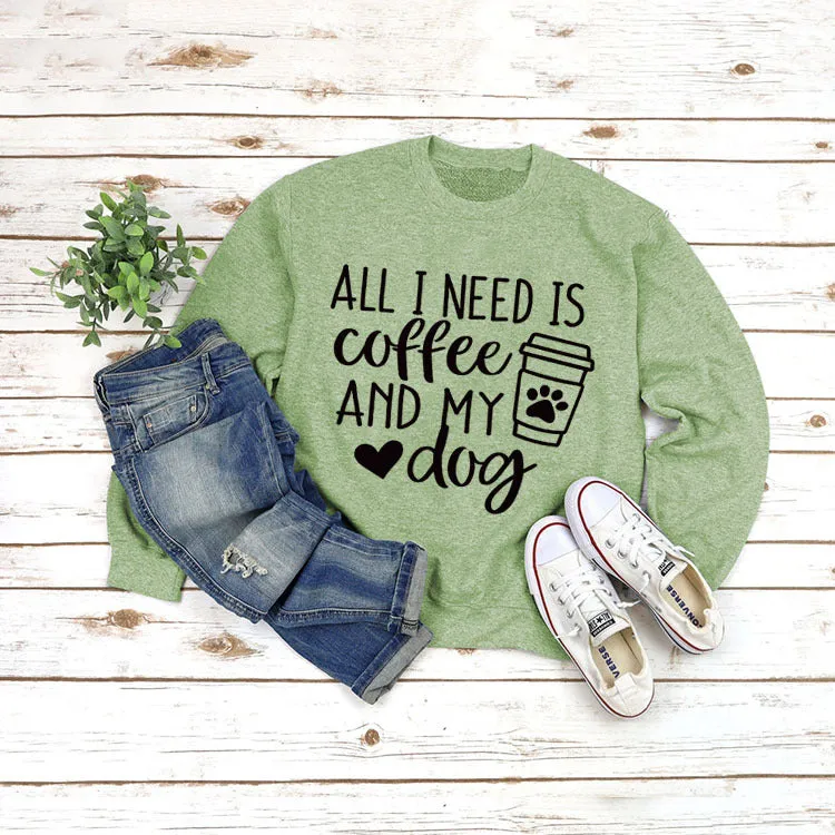 Round Neck Tops Long Sleeve ALL I NEED Print Loose Sweatshirt