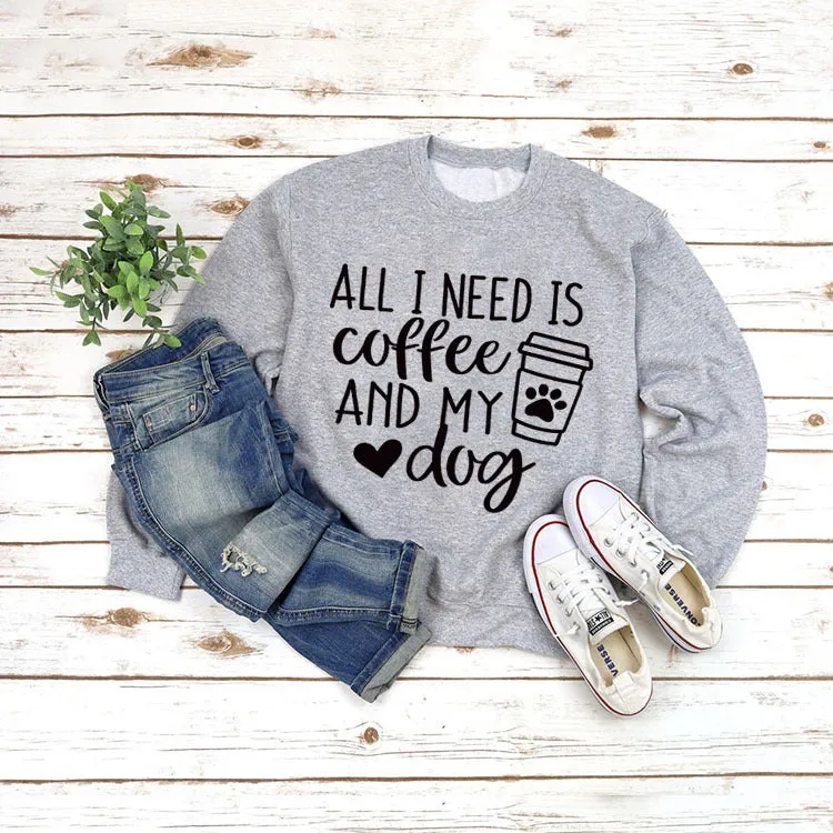 Round Neck Tops Long Sleeve ALL I NEED Print Loose Sweatshirt