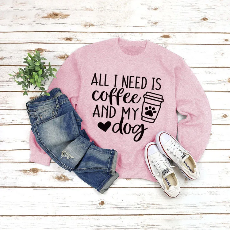 Round Neck Tops Long Sleeve ALL I NEED Print Loose Sweatshirt