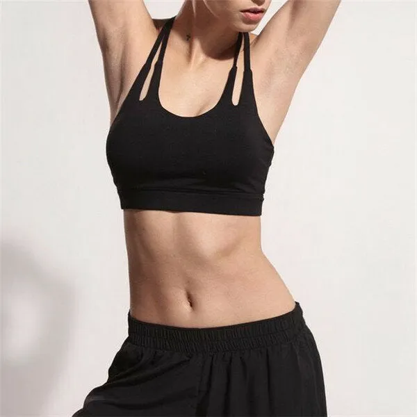 Shockproof Push Up Yoga Bra Double Strap Backless Sexy Running Sport Vest Bra Top