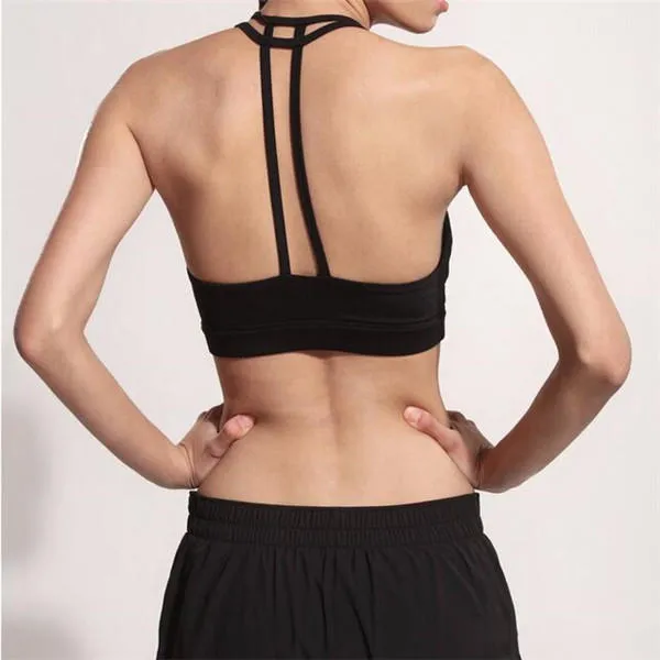 Shockproof Push Up Yoga Bra Double Strap Backless Sexy Running Sport Vest Bra Top