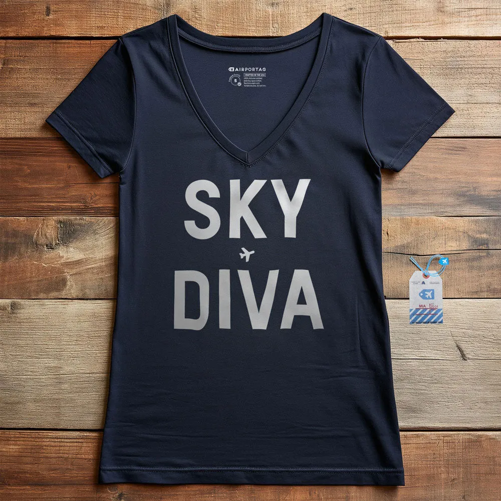 Sky Diva - Women's V-Neck T-Shirt