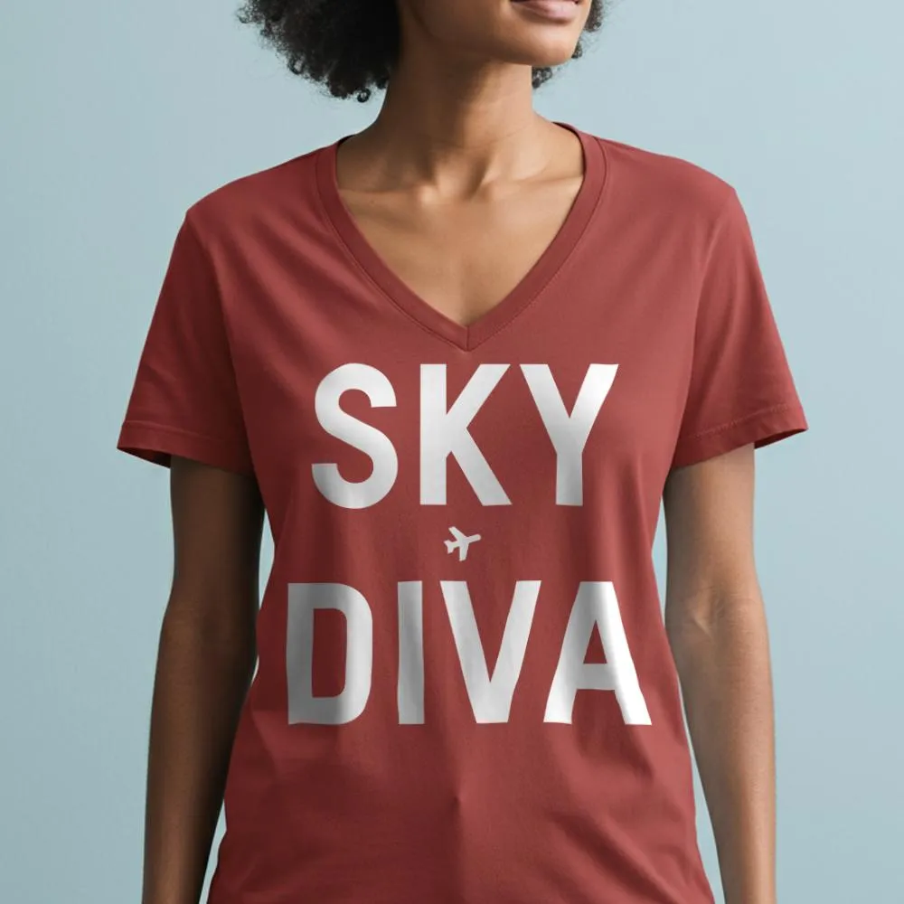 Sky Diva - Women's V-Neck T-Shirt