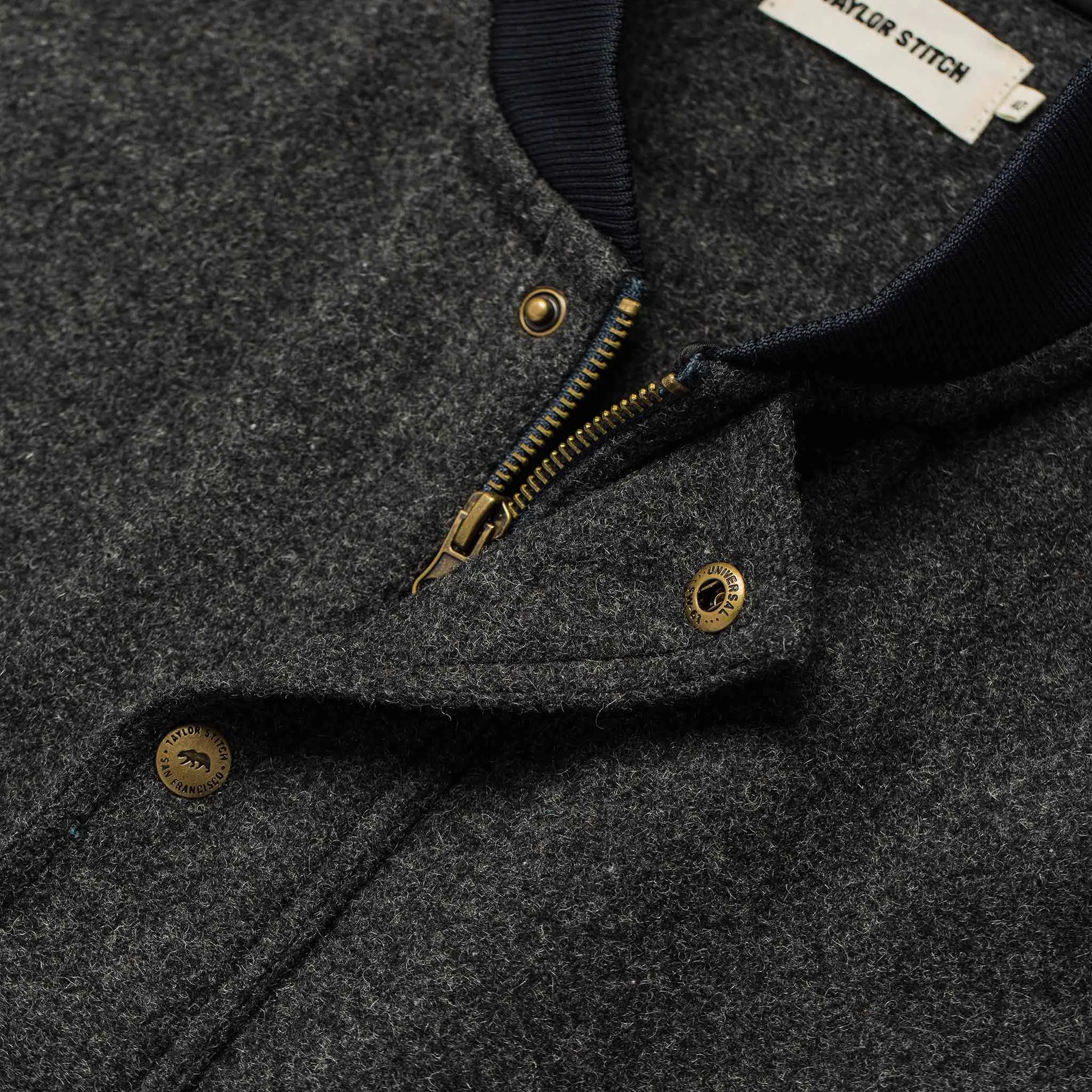 The Bomber Jacket in Charcoal Wool