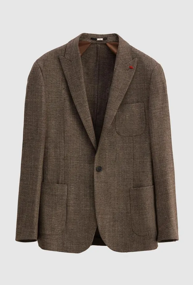 Twn Slim Fit Brown Dobby Suit Combination