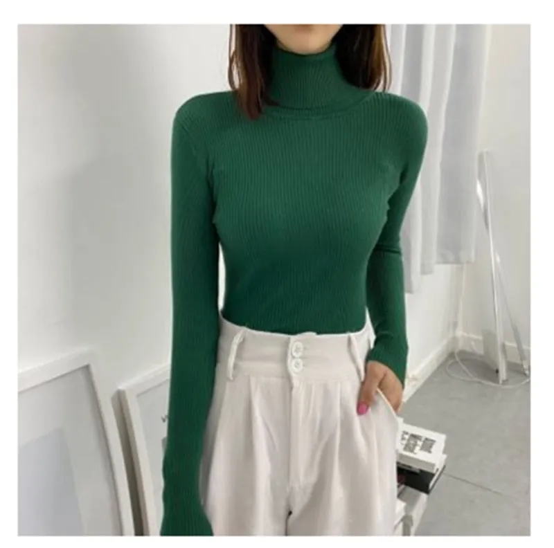 Women Turtleneck Sweaters Slim Pullover Women Basic Tops Casual Soft Knit Sweater Soft Warm Jumper