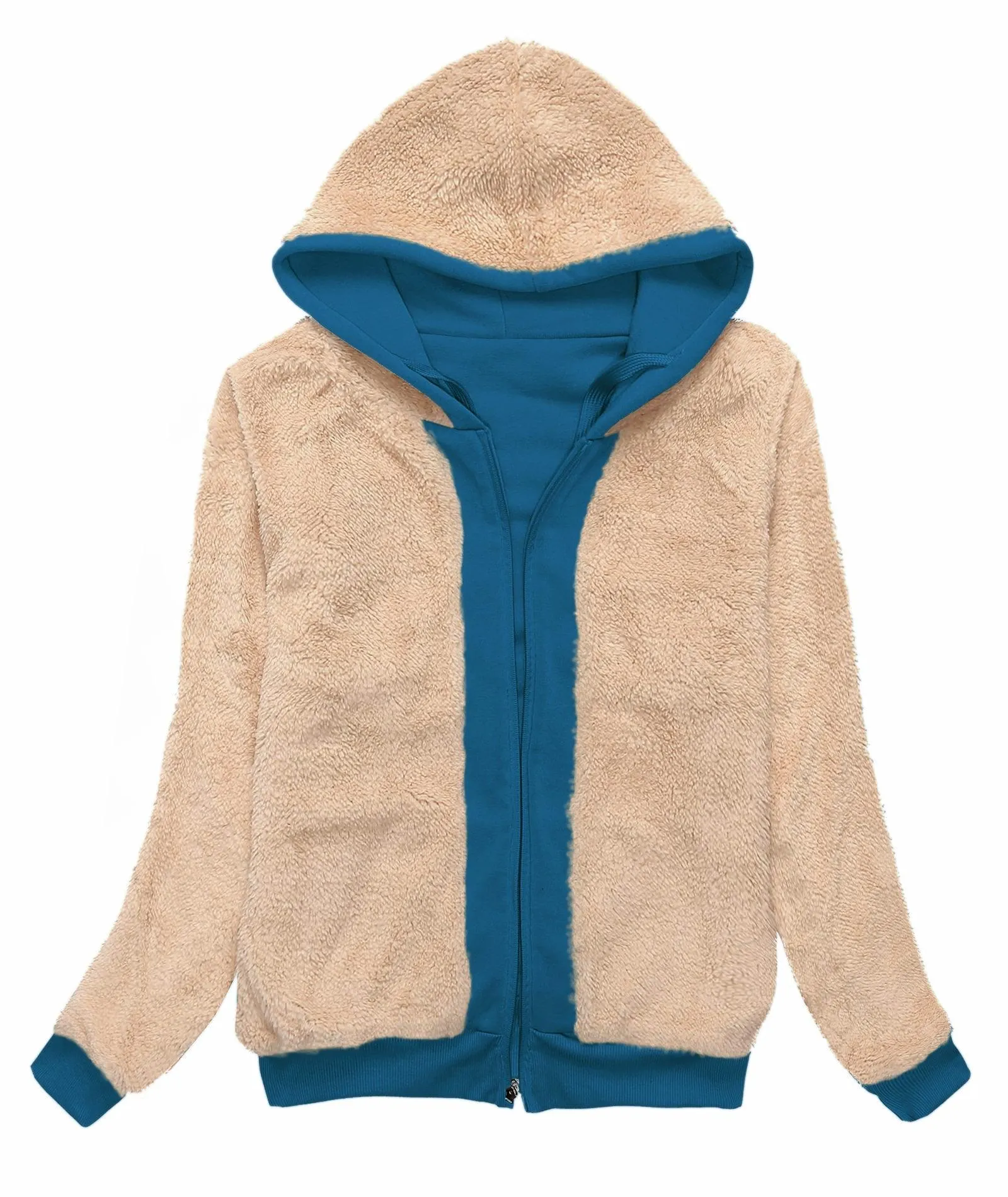 Women's Sherpa Lined Fleece Zip-Up Hoodie-ZPK006050