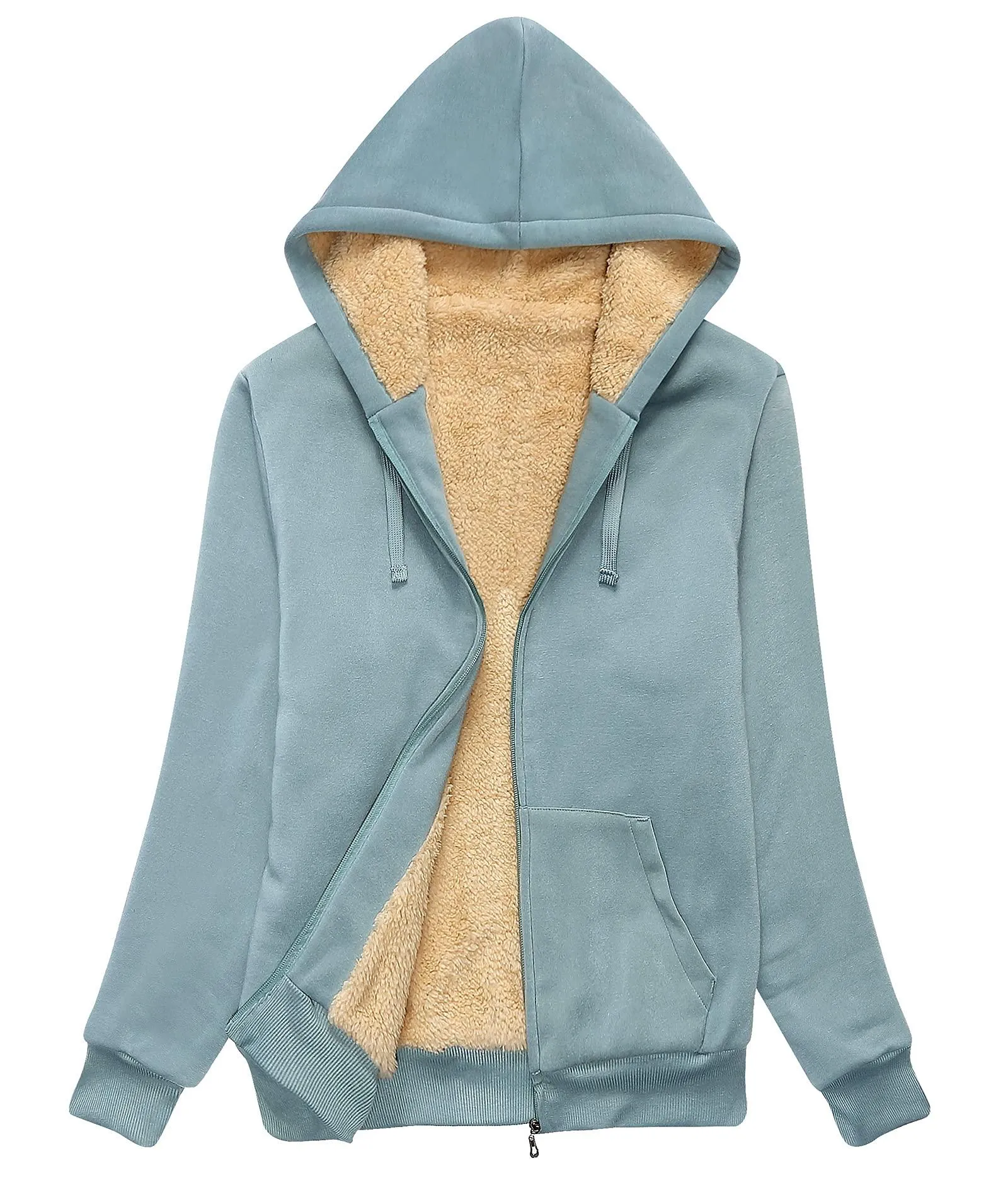 Women's Sherpa Lined Fleece Zip-Up Hoodie-ZPK006050