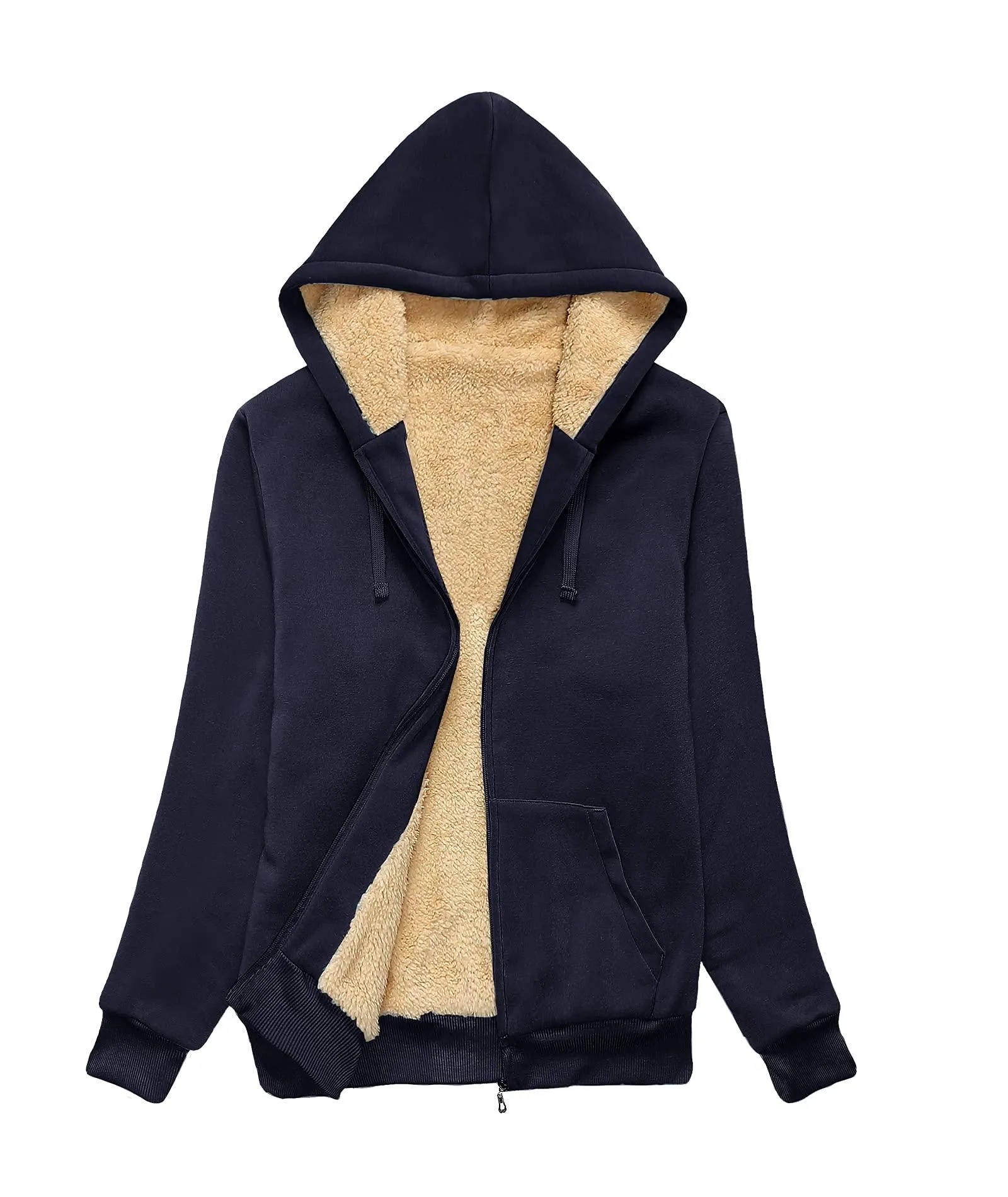 Women's Sherpa Lined Fleece Zip-Up Hoodie-ZPK006050